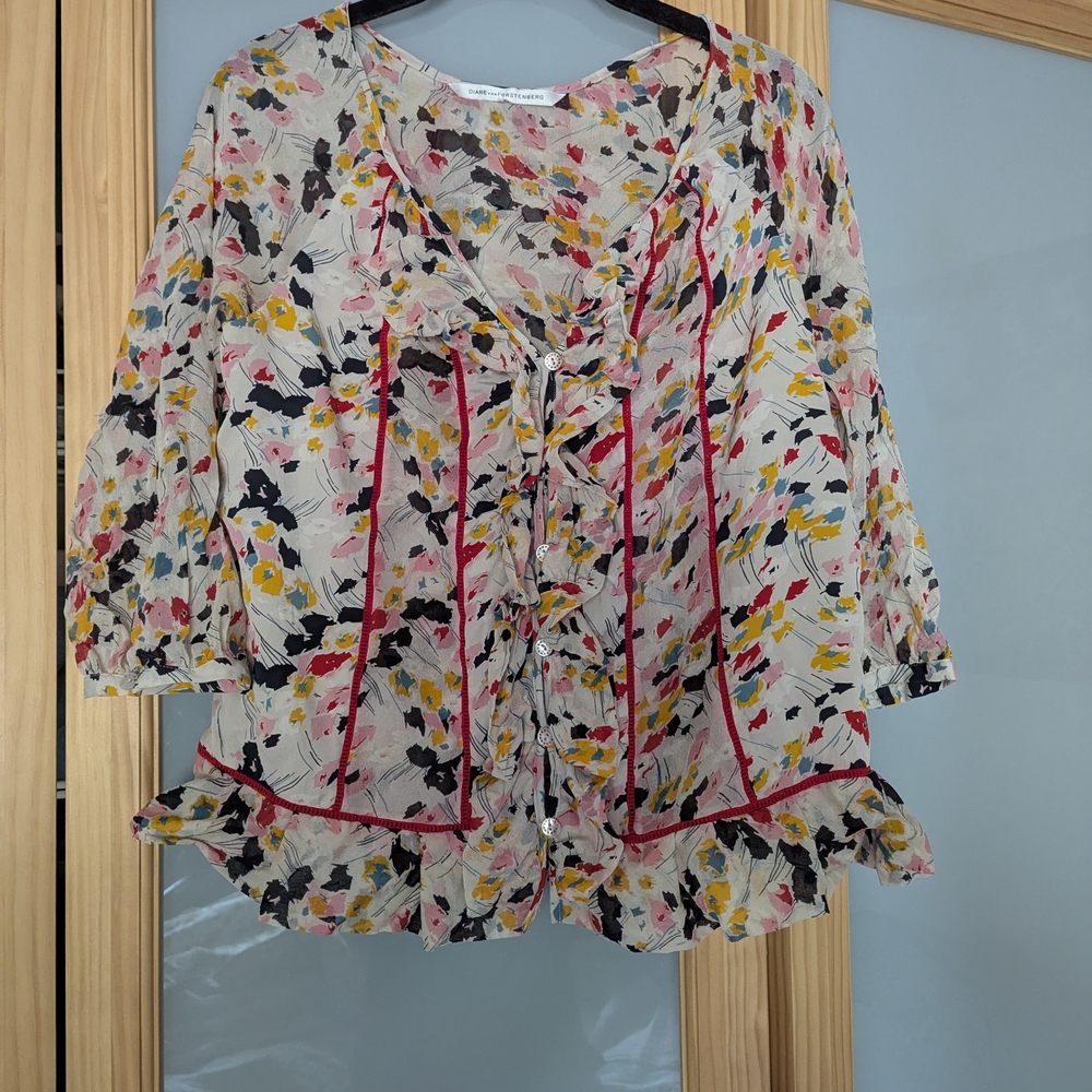 DVF Floral Ruffle Blouse